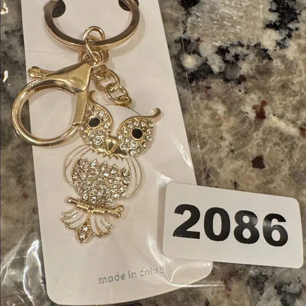 2086 Rhinestone, Owl Key Ring & Bag Charm
